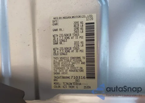 2021 Nissan Rogue Sv Intelligent Awd из США, поврежденный, VIN 5N1AT3BB9MC710316